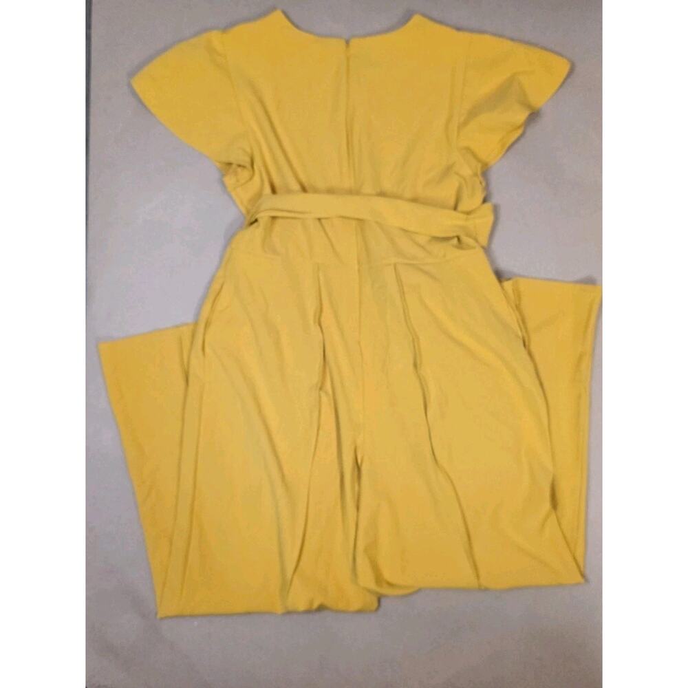 Lane Bryant 18 Lena Seamed Wide Leg Jumpsuit Flutter Sleeve mustard Belted NWT - Picture 10 of 13